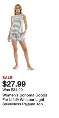 Kohl's Women's Sonoma Goods For Life Whisper Light Sleeveless Pajama Top & Pajama Shorts Set offer
