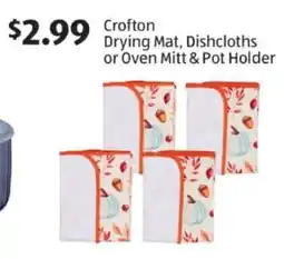 Aldi Crofton Drying Mat, Dishcloths or Oven Mitt & Pot Holder offer