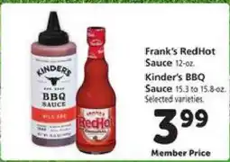 Safeway Frank's RedHot Sauce / Kinder's BBQ Sauce offer