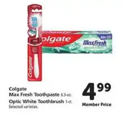 Safeway Colgate Max Fresh Toothpaste & Optic White Toothbrush offer