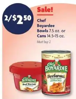 Family Dollar Chef Boyardee Bowls or Cans offer