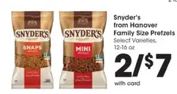 Pick'n Save Snyder's from Hanover Family Size Pretzels offer