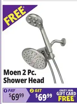 Ocean State Job Lot MOEN 3-Spray 7.5 in. Dual Tub Wall Mount Fixed and Handheld Shower Head Brushed Nickel offer