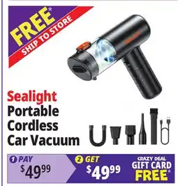 Ocean State Job Lot SEALIGHT Portable Cordless Car Vacuum offer