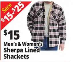 Ocean State Job Lot Men's & Women's Sherpa Lined Shackets offer