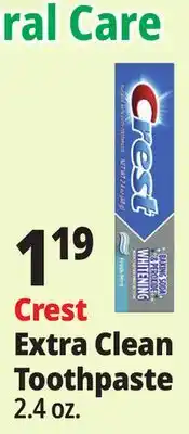 Ocean State Job Lot Crest Extra Clean Toothpaste offer