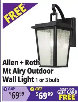 Ocean State Job Lot allen + roth Mt Airy 1-Light Outdoor Wall Light Black offer