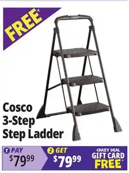 Ocean State Job Lot Cosco 3-Step Folding Step Stool with Top Cap Black offer