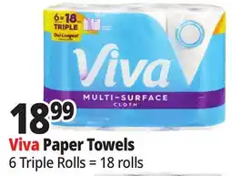 Ocean State Job Lot Viva Multi Surface Triple Roll Paper Towel 6=18 offer