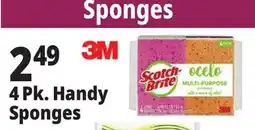 Ocean State Job Lot Scotch-Brite Ocelo Multi-Purpose 3M Sponges 4 Count offer