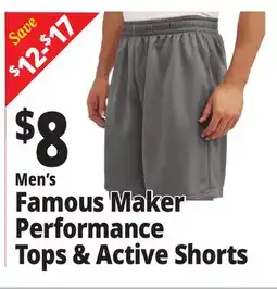 Ocean State Job Lot Men's Famous Maker Performance Tops & Active Shorts offer