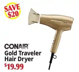 Ocean State Job Lot CONAIR Gold Traveler Hair Dryer offer