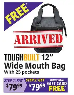 Ocean State Job Lot TOUGHBUILT 12 Wide Mouth Bag offer