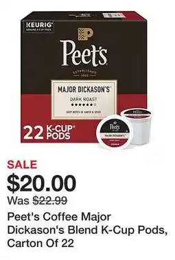 Office Depot Peet's Coffee Major Dickason's Blend K-Cup Pods, Carton Of 22 offer