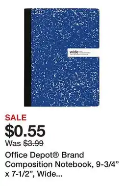 Office Depot Office Depot Brand Composition Notebook, 9-3/4 x 7-1/2, Wide Ruled, 100 Sheets, Blue/White offer