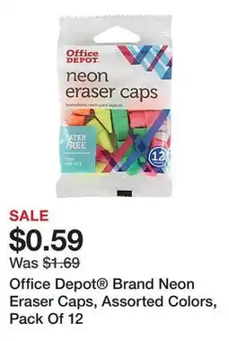 Office Depot Office Depot Brand Neon Eraser Caps, Assorted Colors, Pack Of 12 offer