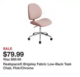 Office Depot Realspace Brigsley Fabric Low-Back Task Chair, Pink/Chrome offer