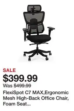 Office Depot FlexiSpot C7 MAX,Ergonomic Mesh High-Back Office Chair, Foam Seat in Black offer