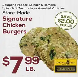 DeCicco & Sons Store-Made Signature Chicken Burgers offer