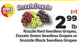 Weis Markets Razzle Red Seedless Grapes, Dazzle Green Seedless Grapes or Snazzle Black Seedless Grapes offer