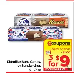 Weis Markets Klondike Bars, Cones, or Sandwiches offer