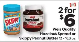 Weis Markets Weis Quality Hazelnut Spread or Skippy Peanut Butter offer