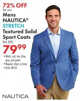 Boscov's Mens NAUTICA STRETCH Textured Solid Sport Coats offer