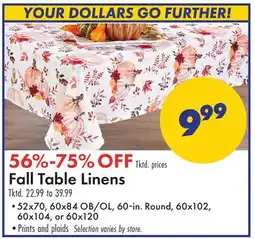 Boscov's Fall Table Linens offer