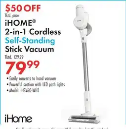 Boscov's iHOME 2-in-1 Cordless Self-Standing Stick Vacuum offer