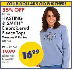 Boscov's HASTING & SMITH Embroidered Fleece Tops offer