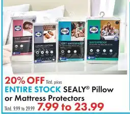 Boscov's ENTIRE STOCK SEALY Pillow or Mattress Protectors offer