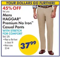 Boscov's Mens HAGGAR Premium No Iron Casual Pants offer