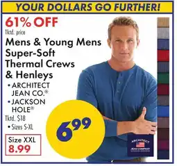 Boscov's Mens & Young Mens Super-Soft Thermal Crews & Henleys offer
