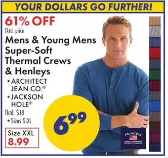 Boscov's Mens & Young Mens Super-Soft Thermal Crews & Henleys offer