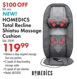 Boscov's NEW! HOMEDICS Total Recline Shiatsu Massage Cushion offer