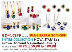 Boscov's ENTIRE COLLECTION NOVA STAR Lab Grown Diamond & Gemstone Jewelry offer