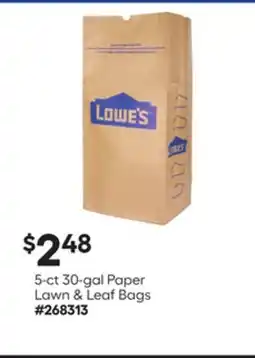 Lowe's 5-ct 30-gal Paper Lawn & Leaf Bags offer