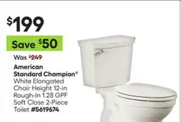 Lowe's Champion White Elongated Chair Height 12-in Rough-In 1.28 GPF Soft Close 2-Piece Toilet offer