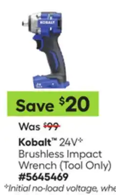 Lowe's Kobalt 24VC Brushless Impact Wrench (Tool Only) offer