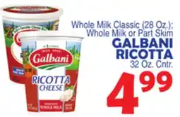 Bravo Supermarkets GALBANI RICOTTA 32 Oz. Cntr offer
