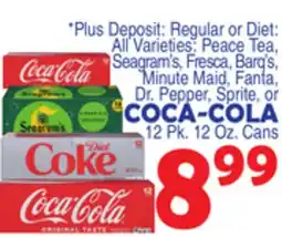 Bravo Supermarkets Peace Tea, Seagram's, Fresca, Bard's, Minute Maid, Fanta, Dr. Pepper, Sprite, or COCA-COLA offer