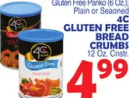 Bravo Supermarkets 4C GLUTEN FREE BREAD CRUMBS, 12 Oz. Cnstr offer