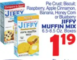 Bravo Supermarkets Pie Crust Biscuit Raspberry, Apple Cinnamon, Banana, Honey Corn or Blueberry JIFFY MUFFIN MIX offer