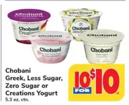 ACME Chobani Greek, Less Sugar, Zero Sugar or Creations Yogurt offer