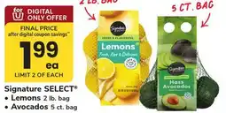 ACME Signature SELECT Lemons 2 lb. bag • Avocados 5 ct. bag offer