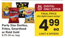 ACME Party Size Doritos, Fritos, Smartfood or Rold Gold offer