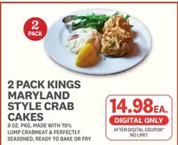 Kings Food Markets 2 PACK KINGS MARYLAND STYLE CRAB CAKES offer