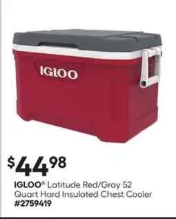 Lowe's Latitude Red/Gray 52 Quart Hard Insulated Chest Cooler offer