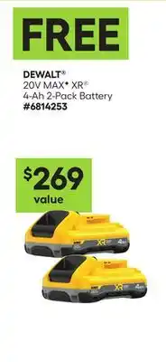 Lowe's DEWALT 20V MAX XR 4-Ah 2-Pack Battery offer