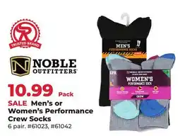 Runnings NOBLE OUTFITTERS Men's or Women's Performance Crew Socks offer